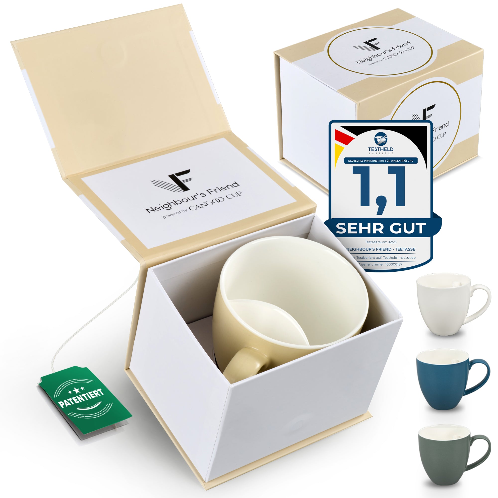 Teetasse mit integriertem Beutelhalter