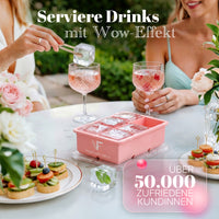 Patentierte Eiskugelform & Eiswürfelform Rosa – XXL Eiswürfel (5 cm) & Kugeln (4,5 cm) aus Platinsilikon – Einfaches Herausdrücken & leichtes Lösen – Für Cocktails, Longdrinks & Getränke – BPA-frei & spülmaschinengeeignet