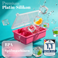 Patentierte Eiskugelform & Eiswürfelform Pink – XXL Eiswürfel (5 cm) & Kugeln (4,5 cm) aus Platinsilikon – Einfaches Herausdrücken & leichtes Lösen – Für Cocktails, Longdrinks & Getränke – BPA-frei & spülmaschinengeeignet