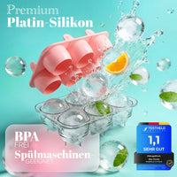 Patentierte Eiskugelform & Eiswürfelform Rosa – XXL Eiswürfel (5 cm) & Kugeln (4,5 cm) aus Platinsilikon – Einfaches Herausdrücken & leichtes Lösen – Für Cocktails, Longdrinks & Getränke – BPA-frei & spülmaschinengeeignet