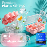 Patentierte Eiskugelform & Eiswürfelform Rosa – XXL Eiswürfel (5 cm) & Kugeln (4,5 cm) aus Platinsilikon – Einfaches Herausdrücken & leichtes Lösen – Für Cocktails, Longdrinks & Getränke – BPA-frei & spülmaschinengeeignet