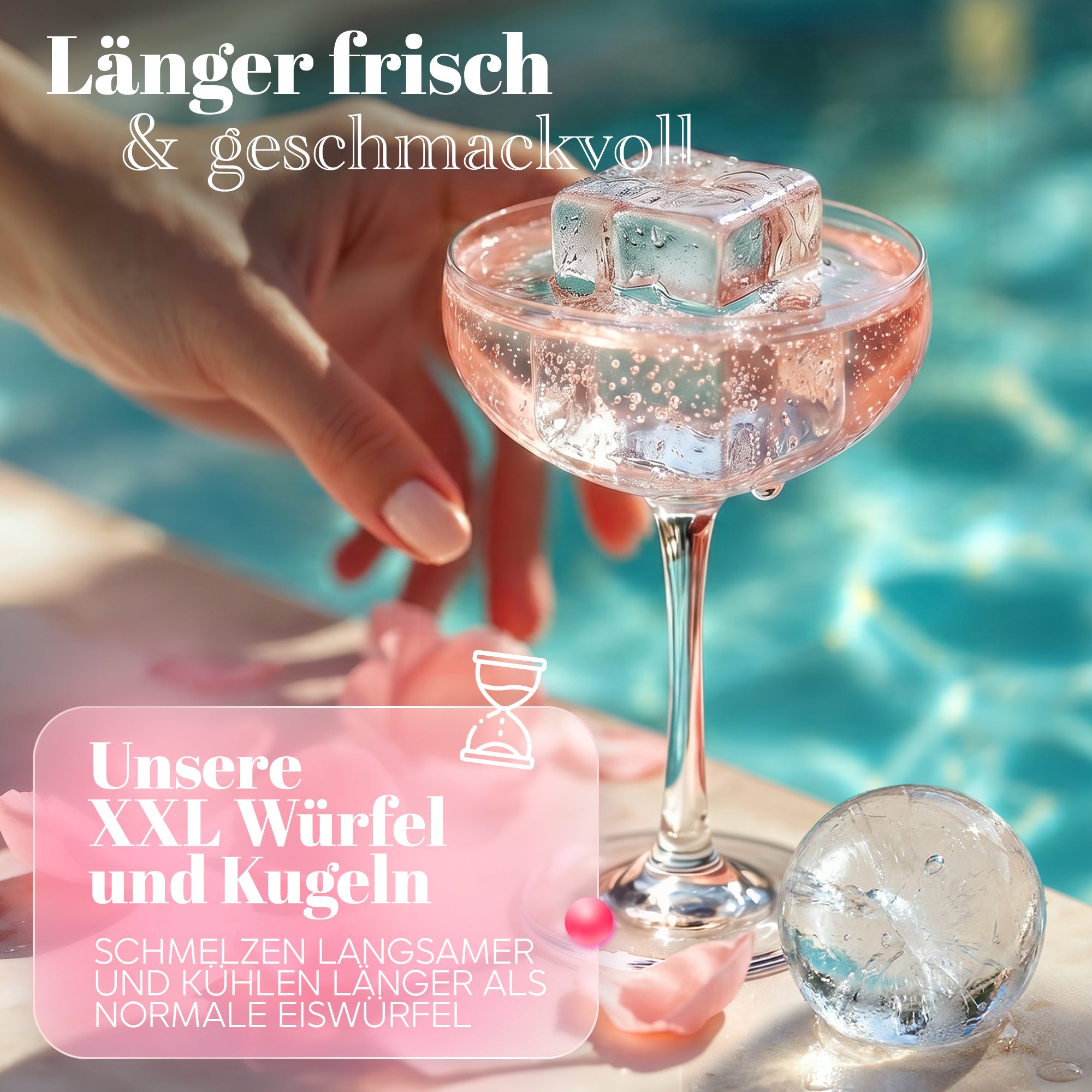 Patentierte Eiskugelform & Eiswürfelform Rosa – XXL Eiswürfel (5 cm) & Kugeln (4,5 cm) aus Platinsilikon – Einfaches Herausdrücken & leichtes Lösen – Für Cocktails, Longdrinks & Getränke – BPA-frei & spülmaschinengeeignet