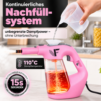 Dampfreiniger 2 in 1 – Als Handdampfreiniger oder mit Dampfmopp – Für Küche, Bad, Böden, Fenster, Auto & Polster – Entfernt Fett, Kalk & Schmutz – Hygienisch & ohne Chemie – Teppich & Fugenreiniger