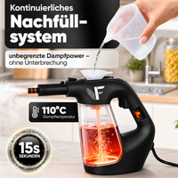 Dampfreiniger 2 in 1 – Als Handdampfreiniger oder mit Dampfmopp – Für Küche, Bad, Böden, Fenster, Auto & Polster – Entfernt Fett, Kalk & Schmutz – Hygienisch & ohne Chemie – Teppich & Fugenreiniger