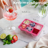 Patentierte Eiskugelform & Eiswürfelform Pink – XXL Eiswürfel (5 cm) & Kugeln (4,5 cm) aus Platinsilikon – Einfaches Herausdrücken & leichtes Lösen – Für Cocktails, Longdrinks & Getränke – BPA-frei & spülmaschinengeeignet Image