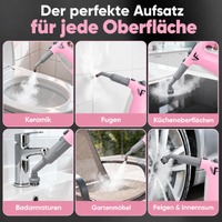 Dampfreiniger 2 in 1 – Als Handdampfreiniger oder mit Dampfmopp – Für Küche, Bad, Böden, Fenster, Auto & Polster – Entfernt Fett, Kalk & Schmutz – Hygienisch & ohne Chemie – Teppich & Fugenreiniger