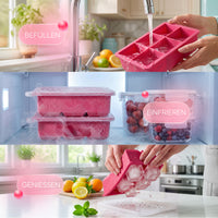 Patentierte Eiskugelform & Eiswürfelform Pink – XXL Eiswürfel (5 cm) & Kugeln (4,5 cm) aus Platinsilikon – Einfaches Herausdrücken & leichtes Lösen – Für Cocktails, Longdrinks & Getränke – BPA-frei & spülmaschinengeeignet