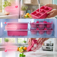 Patentierte Eiskugelform & Eiswürfelform Pink – XXL Eiswürfel (5 cm) & Kugeln (4,5 cm) aus Platinsilikon – Einfaches Herausdrücken & leichtes Lösen – Für Cocktails, Longdrinks & Getränke – BPA-frei & spülmaschinengeeignet