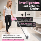 Dampfreiniger 2 in 1 – Als Handdampfreiniger oder mit Dampfmopp – Für Küche, Bad, Böden, Fenster, Auto & Polster – Entfernt Fett, Kalk & Schmutz – Hygienisch & ohne Chemie – Teppich & Fugenreiniger