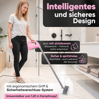 Dampfreiniger 2 in 1 – Als Handdampfreiniger oder mit Dampfmopp – Für Küche, Bad, Böden, Fenster, Auto & Polster – Entfernt Fett, Kalk & Schmutz – Hygienisch & ohne Chemie – Teppich & Fugenreiniger