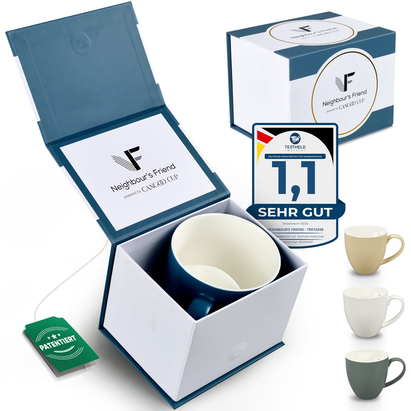 Teetasse mit integriertem Beutelhalter