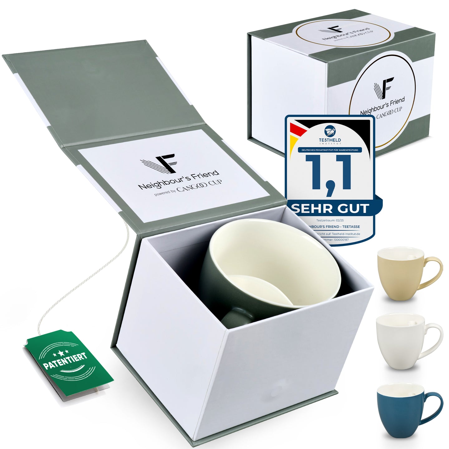 Teetasse mit integriertem Beutelhalter