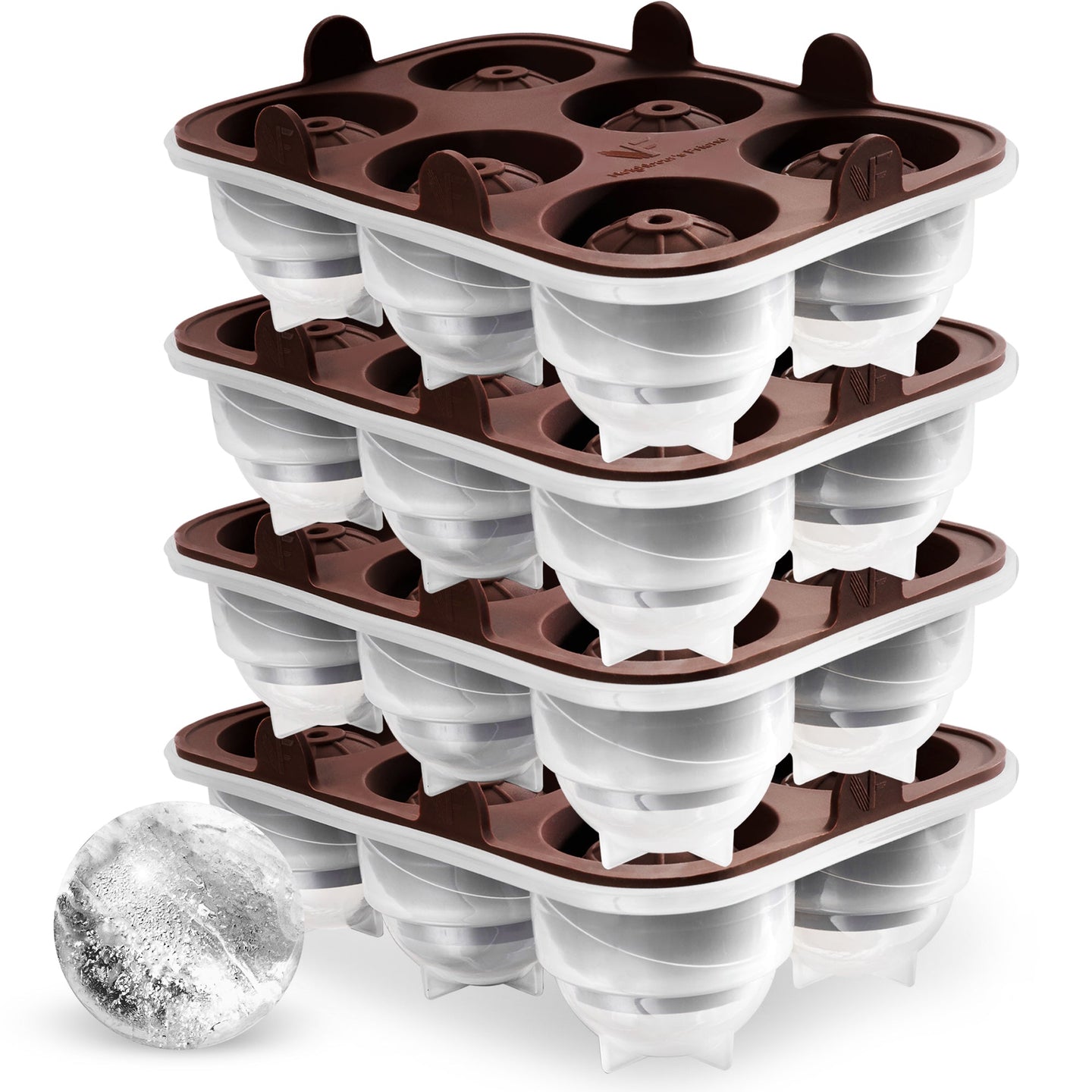 Patentierte Eiskugelform & Eiswürfelform Braun – XXL Eiswürfel (5 cm) & Kugeln (4,5 cm) aus Platinsilikon – Einfaches Herausdrücken & leichtes Lösen – Für Cocktails, Longdrinks & Getränke – BPA-frei & spülmaschinengeeignet Image