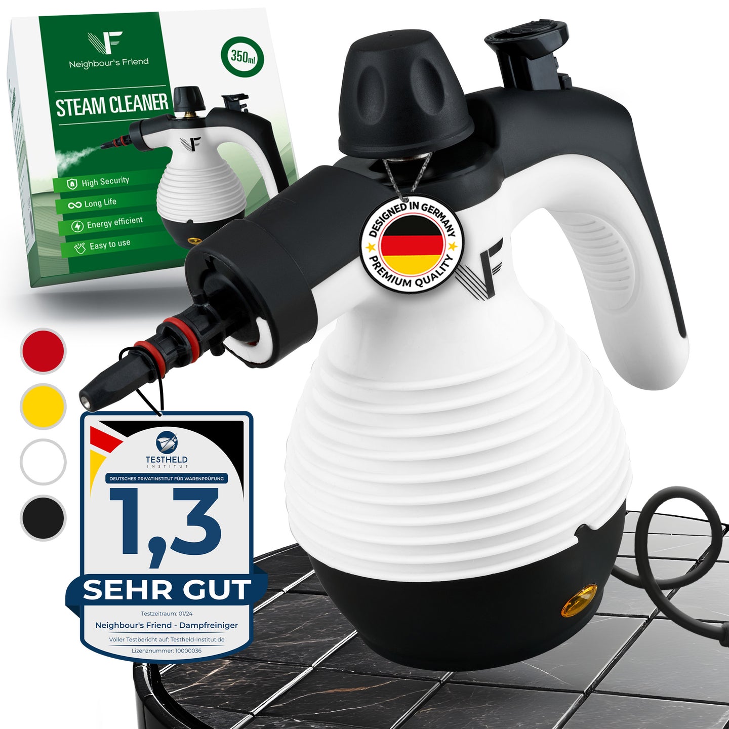 Handdampfreiniger kraftvoll – Entfernt Fett, Kalk & Bakterien – Für Küche, Bad, Fenster, Fugen, Sofa & Auto – Präzise Reinigung ohne Chemie