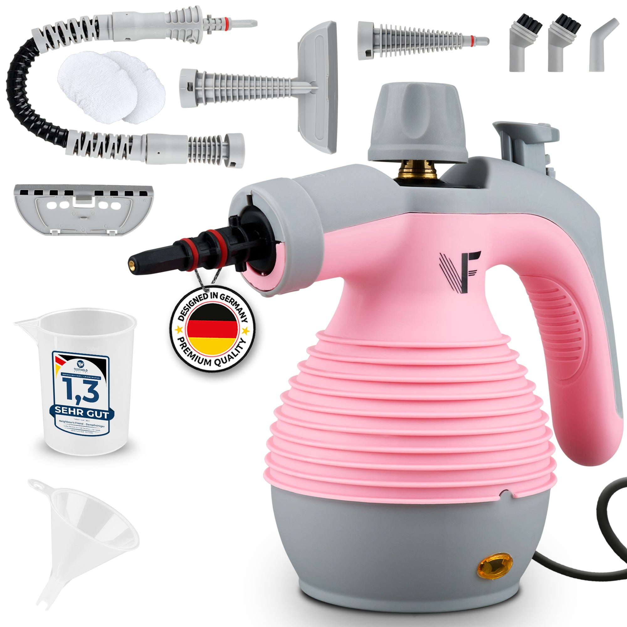 Handdampfreiniger kraftvoll – Entfernt Fett, Kalk & Bakterien – Für Küche, Bad, Fenster, Fugen, Sofa & Auto – Präzise Reinigung ohne Chemie