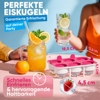 Patentierte Eiskugelform XXL Pink – Große runde Eiswürfel (4,5 cm) – Softboden für leichtes Lösen ohne Brechen – Für Getränke, Cocktails & Softdrinks – BPA-frei & auslaufsicher