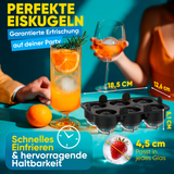 Patentierte Eiskugelform XXL 2er Set – Große runde Eiswürfel (4,5 cm) – Softboden für leichtes Lösen ohne Brechen – Für Getränke, Cocktails & Softdrinks – BPA-frei & auslaufsicher