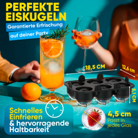 Patentierte Eiskugelform XXL 2er Set – Große runde Eiswürfel (4,5 cm) – Softboden für leichtes Lösen ohne Brechen – Für Getränke, Cocktails & Softdrinks – BPA-frei & auslaufsicher