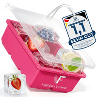 Patentierte Eiskugelform & Eiswürfelform Pink – XXL Eiswürfel (5 cm) & Kugeln (4,5 cm) aus Platinsilikon – Einfaches Herausdrücken & leichtes Lösen – Für Cocktails, Longdrinks & Getränke – BPA-frei & spülmaschinengeeignet