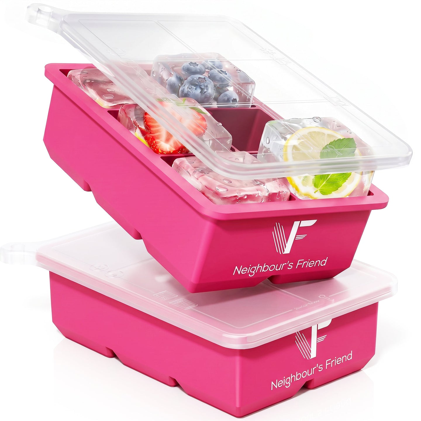 Patentierte Eiskugelform & Eiswürfelform Pink – XXL Eiswürfel (5 cm) & Kugeln (4,5 cm) aus Platinsilikon – Einfaches Herausdrücken & leichtes Lösen – Für Cocktails, Longdrinks & Getränke – BPA-frei & spülmaschinengeeignet Image