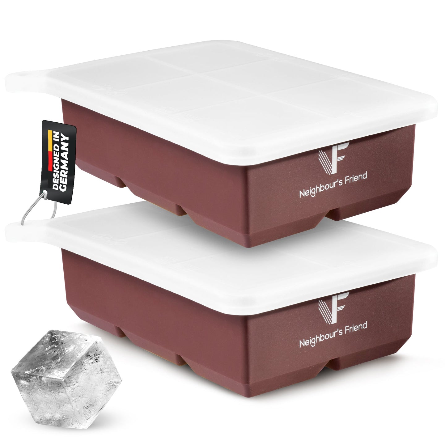 Patentierte Eiskugelform & Eiswürfelform Braun – XXL Eiswürfel (5 cm) & Kugeln (4,5 cm) aus Platinsilikon – Einfaches Herausdrücken & leichtes Lösen – Für Cocktails, Longdrinks & Getränke – BPA-frei & spülmaschinengeeignet Image