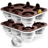 Patentierte Eiskugelform & Eiswürfelform Braun – XXL Eiswürfel (5 cm) & Kugeln (4,5 cm) aus Platinsilikon – Einfaches Herausdrücken & leichtes Lösen – Für Cocktails, Longdrinks & Getränke – BPA-frei & spülmaschinengeeignet Image