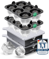 Patentierte Eiskugelform & Eiswürfelform Schwarz – XXL Eiswürfel (5 cm) & Kugeln (4,5 cm) aus Platinsilikon – Einfaches Herausdrücken & leichtes Lösen – Für Cocktails, Longdrinks & Getränke – BPA-frei & spülmaschinengeeignet Image
