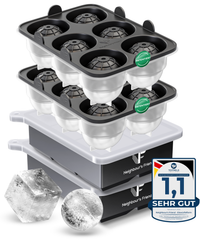 Patentierte Eiskugelform & Eiswürfelform Schwarz – XXL Eiswürfel (5 cm) & Kugeln (4,5 cm) aus Platinsilikon – Einfaches Herausdrücken & leichtes Lösen – Für Cocktails, Longdrinks & Getränke – BPA-frei & spülmaschinengeeignet Image
