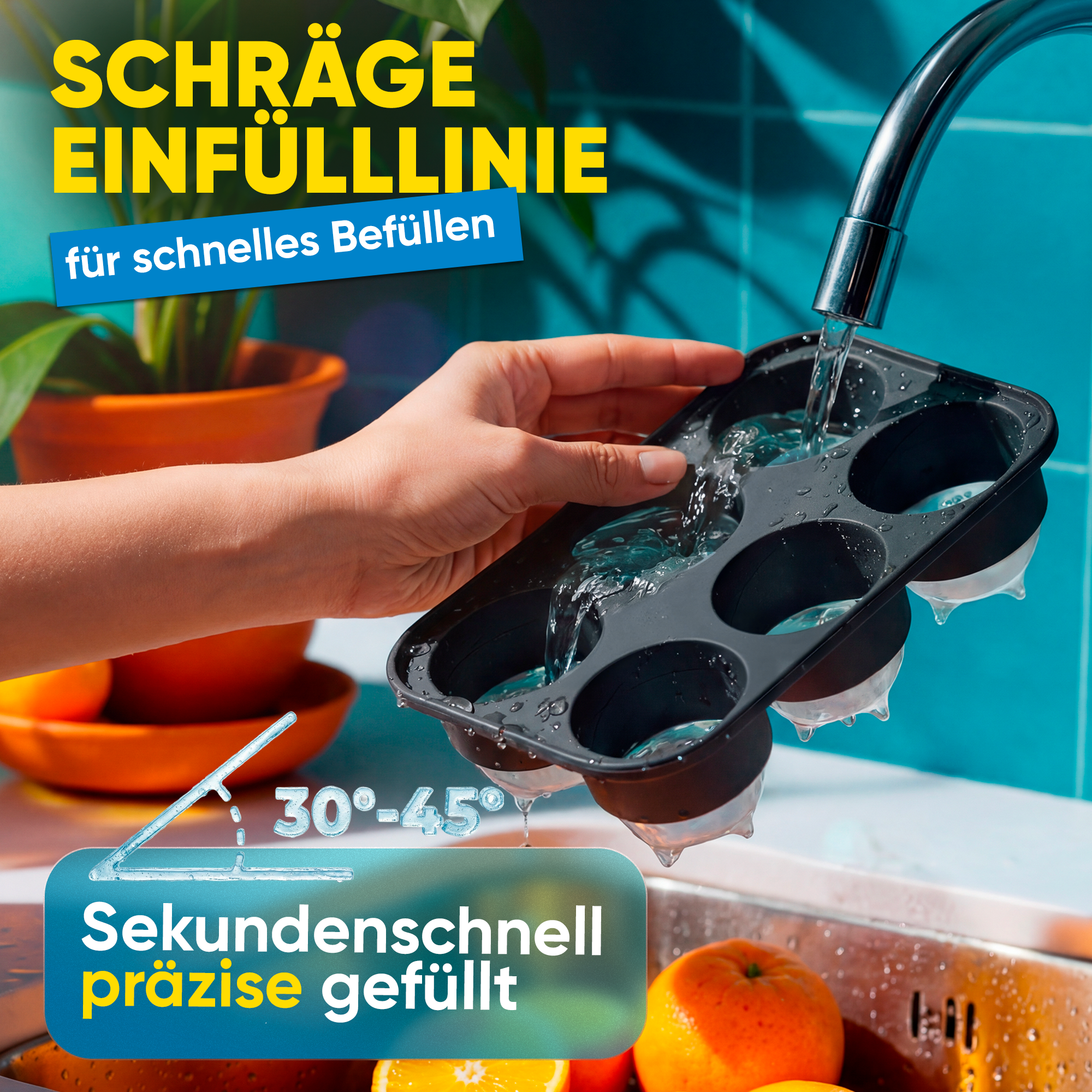 Patentierte Eiskugelform XXL 2er Set – Große runde Eiswürfel (4,5 cm) – Softboden für leichtes Lösen ohne Brechen – Für Getränke, Cocktails & Softdrinks – BPA-frei & auslaufsicher