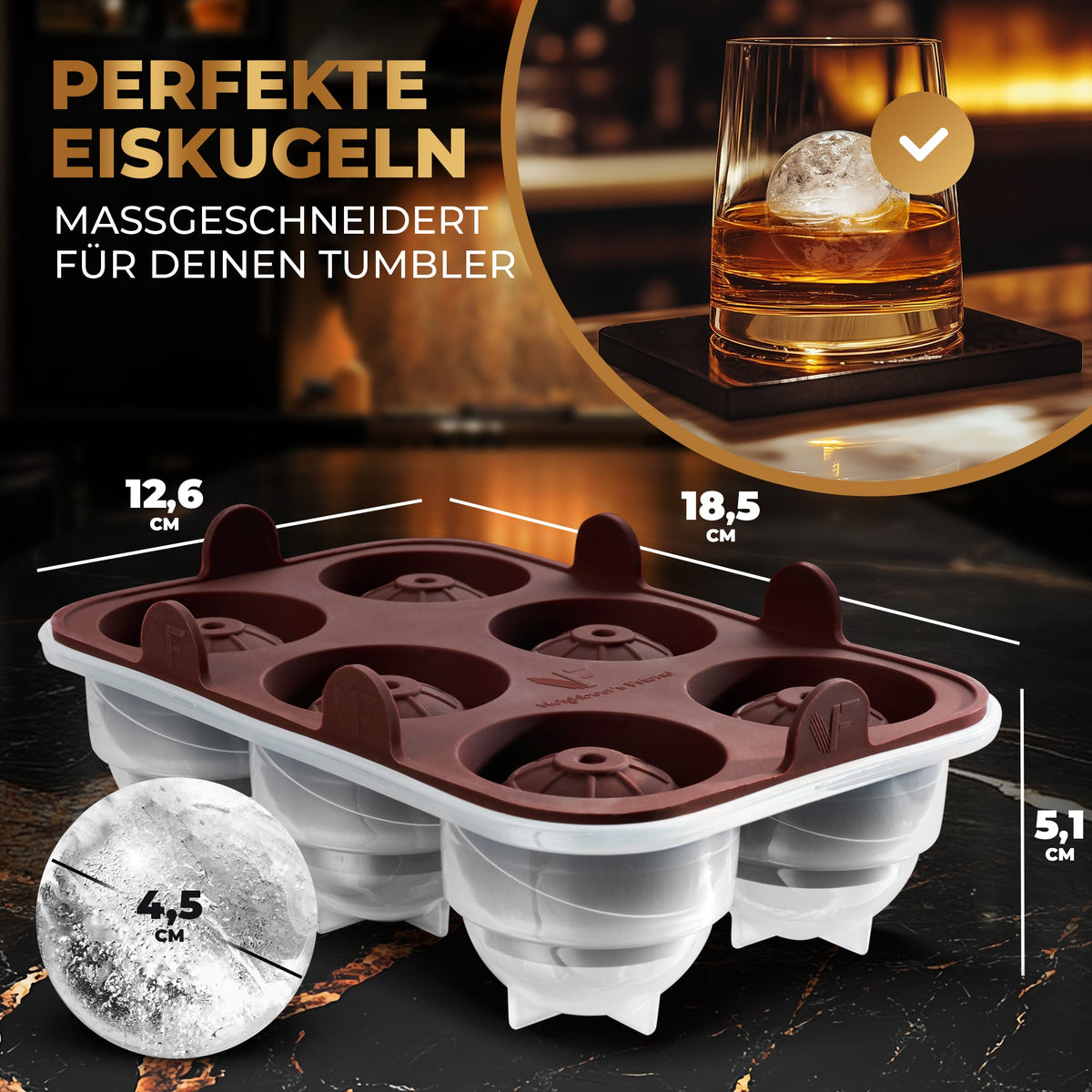 XXL-Eiskugelform & Eiswürfelform aus Platinsilikon - Classic | 3er- bis 10er-Mehrfachpacks