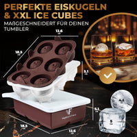 Patentierte Eiskugelform & Eiswürfelform Braun – XXL Eiswürfel (5 cm) & Kugeln (4,5 cm) aus Platinsilikon – Einfaches Herausdrücken & leichtes Lösen – Für Cocktails, Longdrinks & Getränke – BPA-frei & spülmaschinengeeignet Image