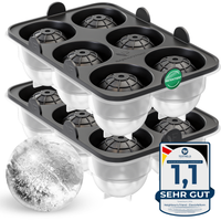 Patentierte Eiskugelform & Eiswürfelform Schwarz – XXL Eiswürfel (5 cm) & Kugeln (4,5 cm) aus Platinsilikon – Einfaches Herausdrücken & leichtes Lösen – Für Cocktails, Longdrinks & Getränke – BPA-frei & spülmaschinengeeignet Image