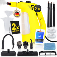 Dampfreiniger 2 in 1 – Als Handdampfreiniger oder mit Dampfmopp – Für Küche, Bad, Böden, Fenster, Auto & Polster – Entfernt Fett, Kalk & Schmutz – Hygienisch & ohne Chemie – Teppich & Fugenreiniger