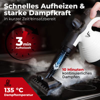 Handdampfreiniger kraftvoll – Entfernt Fett, Kalk & Bakterien – Für Küche, Bad, Fenster, Fugen, Sofa & Auto – Präzise Reinigung ohne Chemie
