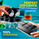 Patentierte XXL Eiskugelform und Eiswürfelform - Softbase mit flexiblem Boden | 1er- & 2er-Sets