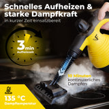 Handdampfreiniger kraftvoll – Entfernt Fett, Kalk & Bakterien – Für Küche, Bad, Fenster, Fugen, Sofa & Auto – Präzise Reinigung ohne Chemie