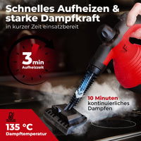 Handdampfreiniger kraftvoll – Entfernt Fett, Kalk & Bakterien – Für Küche, Bad, Fenster, Fugen, Sofa & Auto – Präzise Reinigung ohne Chemie