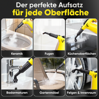 Dampfreiniger 2 in 1 – Als Handdampfreiniger oder mit Dampfmopp – Für Küche, Bad, Böden, Fenster, Auto & Polster – Entfernt Fett, Kalk & Schmutz – Hygienisch & ohne Chemie – Teppich & Fugenreiniger