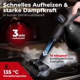 Handdampfreiniger kraftvoll – Entfernt Fett, Kalk & Bakterien – Für Küche, Bad, Fenster, Fugen, Sofa & Auto – Präzise Reinigung ohne Chemie