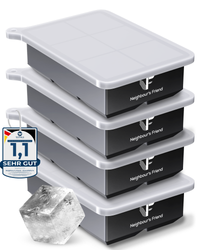 Patentierte Eiskugelform & Eiswürfelform Schwarz – XXL Eiswürfel (5 cm) & Kugeln (4,5 cm) aus Platinsilikon – Einfaches Herausdrücken & leichtes Lösen – Für Cocktails, Longdrinks & Getränke – BPA-frei & spülmaschinengeeignet Image