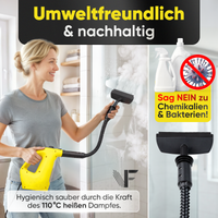 Dampfreiniger 2 in 1 – Als Handdampfreiniger oder mit Dampfmopp – Für Küche, Bad, Böden, Fenster, Auto & Polster – Entfernt Fett, Kalk & Schmutz – Hygienisch & ohne Chemie – Teppich & Fugenreiniger