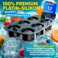 Patentierte Eiskugelform XXL 2er Set – Große runde Eiswürfel (4,5 cm) – Softboden für leichtes Lösen ohne Brechen – Für Getränke, Cocktails & Softdrinks – BPA-frei & auslaufsicher