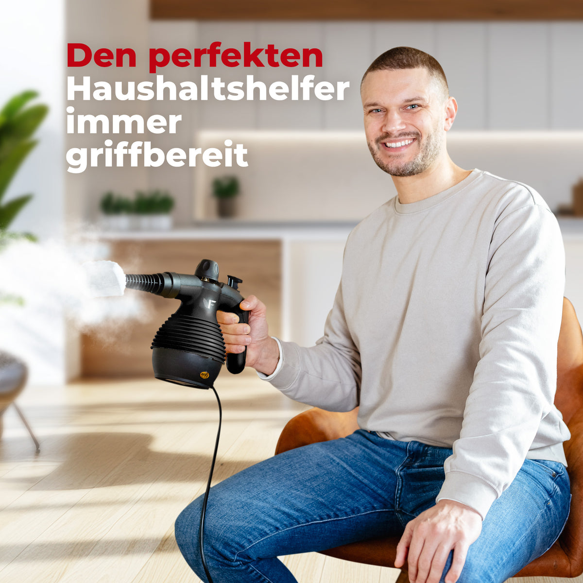 Handdampfreiniger kraftvoll – Entfernt Fett, Kalk & Bakterien – Für Küche, Bad, Fenster, Fugen, Sofa & Auto – Präzise Reinigung ohne Chemie