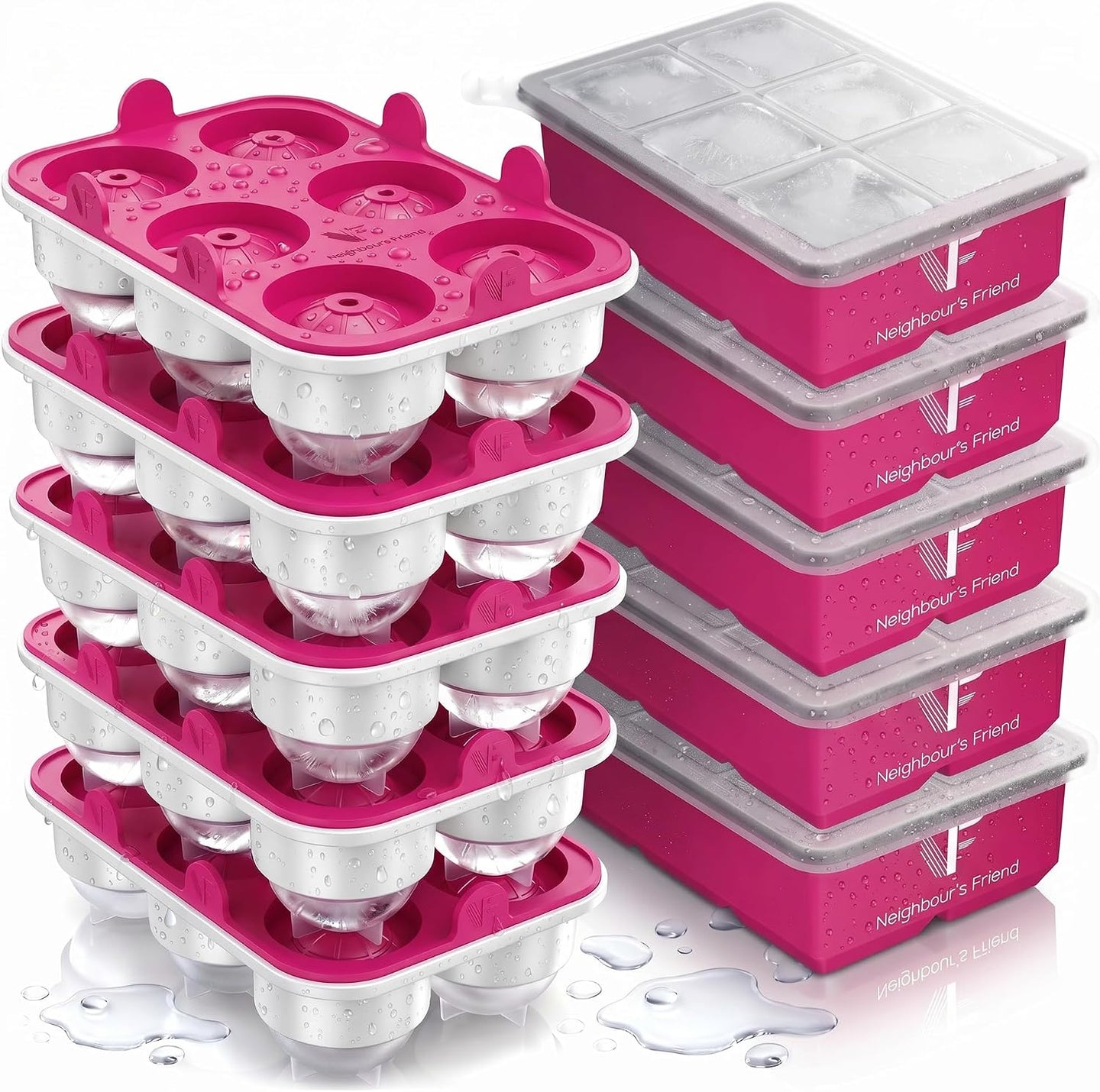 Patentierte Eiskugelform XXL Pink – Große runde Eiswürfel (4,5 cm) – Softboden für leichtes Lösen ohne Brechen – Für Getränke, Cocktails & Softdrinks – BPA-frei & auslaufsicher - Galerie Pink 50