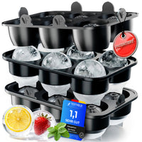 Patentierte Eiskugelform XXL 2er Set – Große runde Eiswürfel (4,5 cm) – Softboden für leichtes Lösen ohne Brechen – Für Getränke, Cocktails & Softdrinks – BPA-frei & auslaufsicher