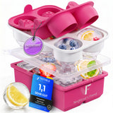 Patentierte Eiskugelform XXL Pink – Große runde Eiswürfel (4,5 cm) – Softboden für leichtes Lösen ohne Brechen – Für Getränke, Cocktails & Softdrinks – BPA-frei & auslaufsicher