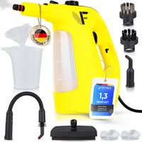 Dampfreiniger 2 in 1 – Als Handdampfreiniger oder mit Dampfmopp – Für Küche, Bad, Böden, Fenster, Auto & Polster – Entfernt Fett, Kalk & Schmutz – Hygienisch & ohne Chemie – Teppich & Fugenreiniger
