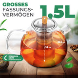 Teekanne aus Glas mit Siebeinsatz