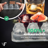 Patentierte Eiskugelform & Eiswürfelform Schwarz – XXL Eiswürfel (5 cm) & Kugeln (4,5 cm) aus Platinsilikon – Einfaches Herausdrücken & leichtes Lösen – Für Cocktails, Longdrinks & Getränke – BPA-frei & spülmaschinengeeignet