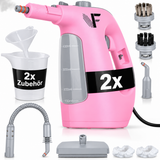 Dampfreiniger 2 in 1 – Als Handdampfreiniger oder mit Dampfmopp – Für Küche, Bad, Böden, Fenster, Auto & Polster – Entfernt Fett, Kalk & Schmutz – Hygienisch & ohne Chemie – Teppich & Fugenreiniger
